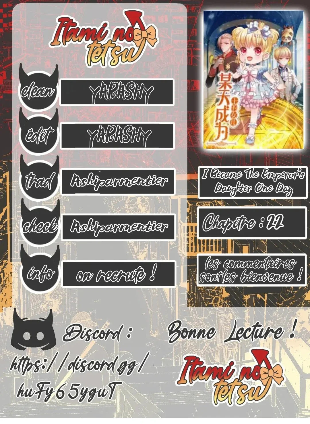 Read I Became The Emperor’s Daughter One Day FR Manga Online
